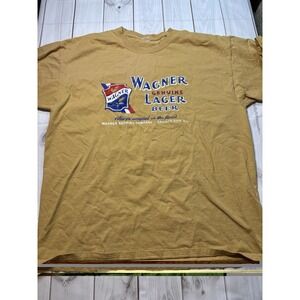 Vintage Wagner Lager Beer Granite City IL Tshirt Mens Large Beige Graphic Tee